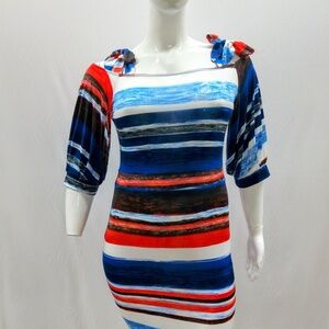 Colorful Bow Tie Shoulder Dress